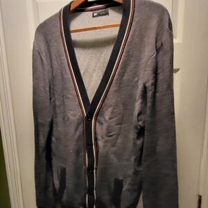 Men's Gray Blue Cardigan Sweater